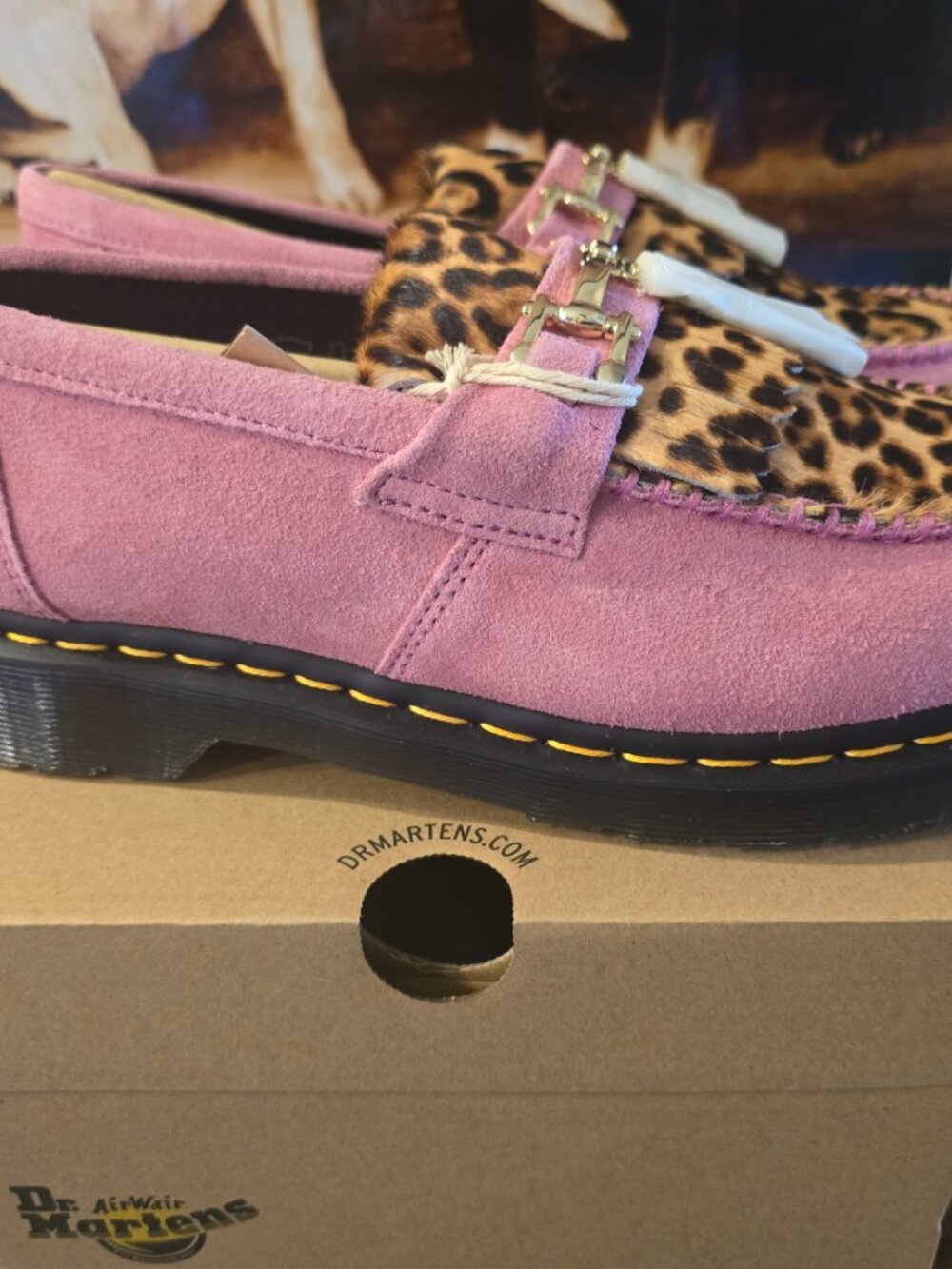 Dr. Martens Adrian Hair-On Leopard Snaffle Loafers Fondant Pink 31508099 Mens 10 - Picture 6 of 16